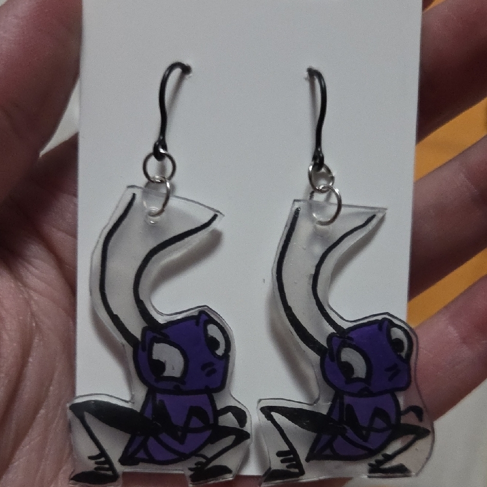 Purple and Black Cartoon Character Earrings